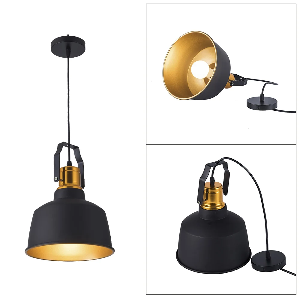 Gold black Led pendant light with E27 lamp base hang lamp modern pendant with AC110V AC220V  high power 12W bright bulb