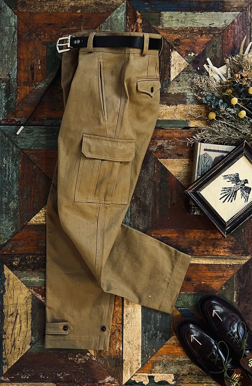 

Tailor Brando French M-47 в стиле милитари с высокой талией, прямые HBT из ткани «елочка», большие карманы, свободные повседневные брюки для рабочей одежды