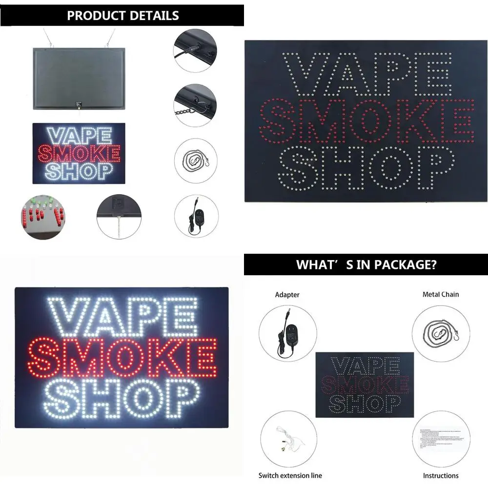 Illuminated LED Open Sign for Vape & Accessories Shop, 24x16