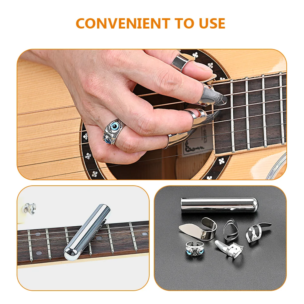 

1Set Metal Guitar Slide Bar Firm Durable Finger Protector Picks for Electric Acoustic Guitar Supplies Finger Picks