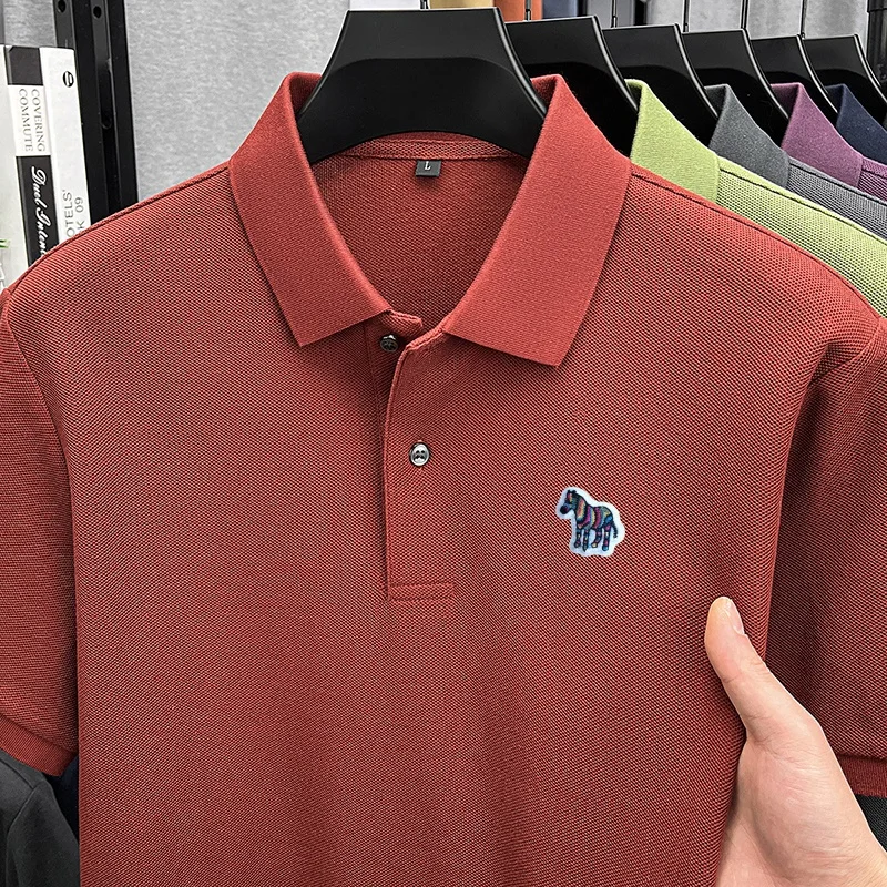 100%Cotton Quality Men Short-Sleeved Polo Shirt Lapel Button Various Colors Embroidery T-Shirt Fashion Hot-Selling Men'sClothing