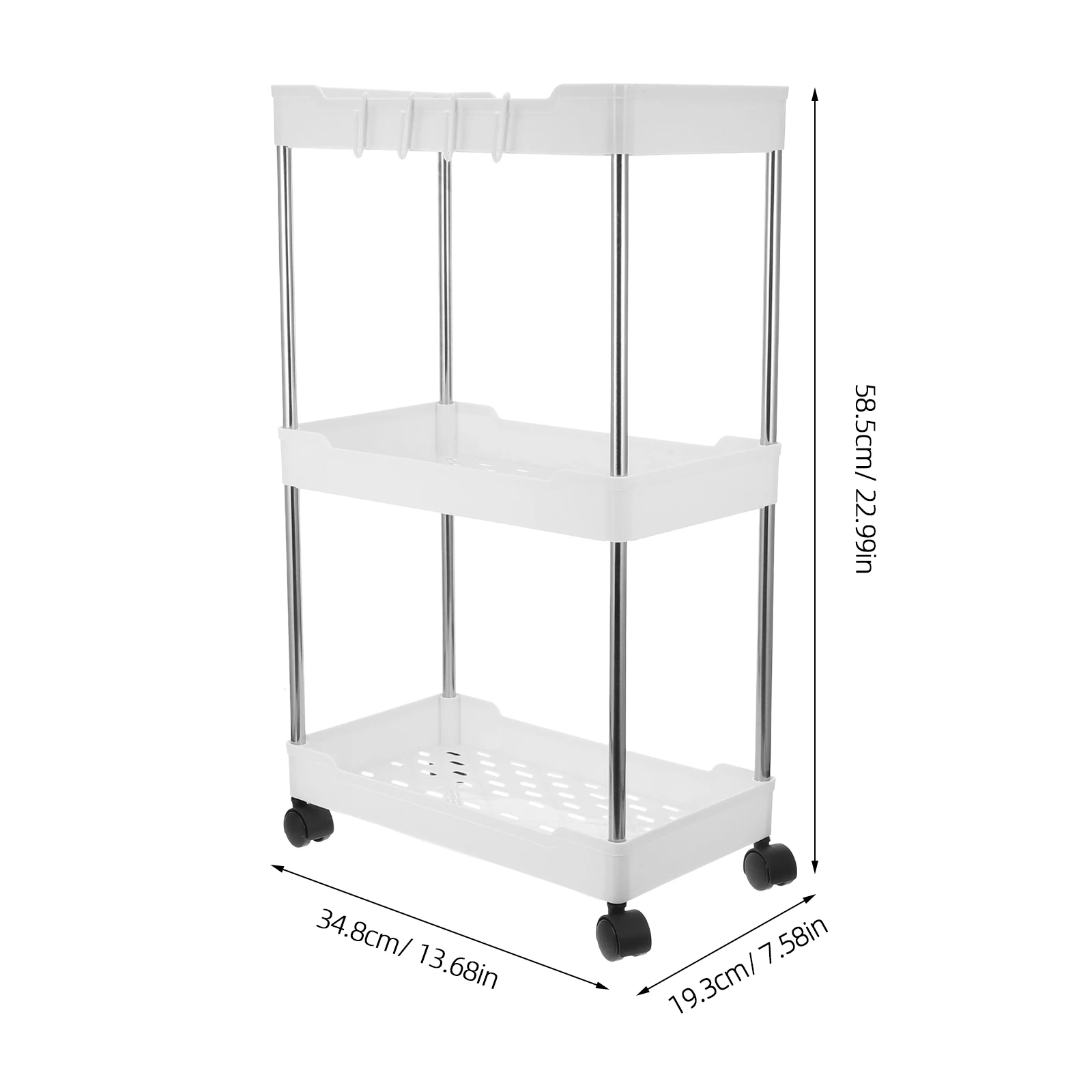 Picture 7: Utility Cart 3 Layer Rack Multi Purpose Organizer Cart Metal Rack On Wheels Bathroom Trolley Storage Carts With Organizer