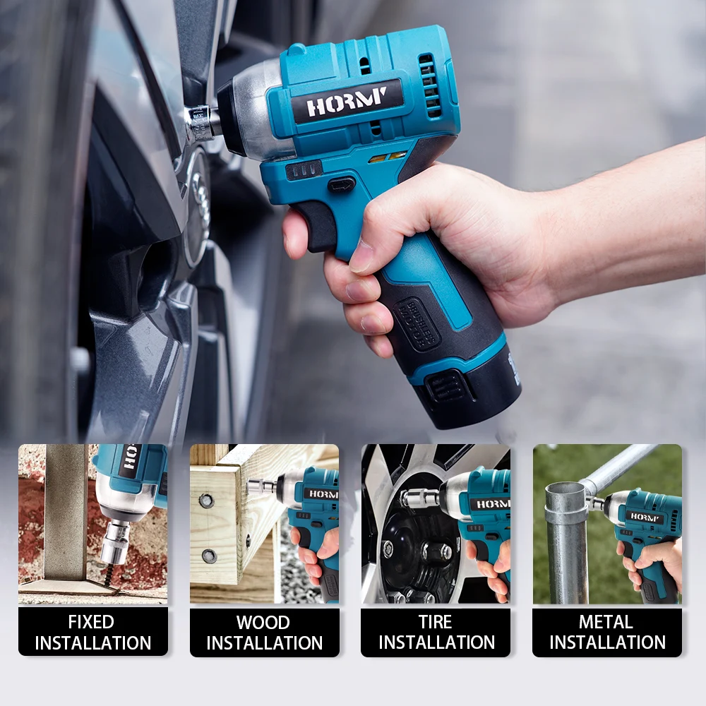 12V Brushless Electric Wrench 120N.m 3/8 Ratchet Wrench Angle Drill Screwdriver Impact Driver Removal Screw Nut Car Repair Tool