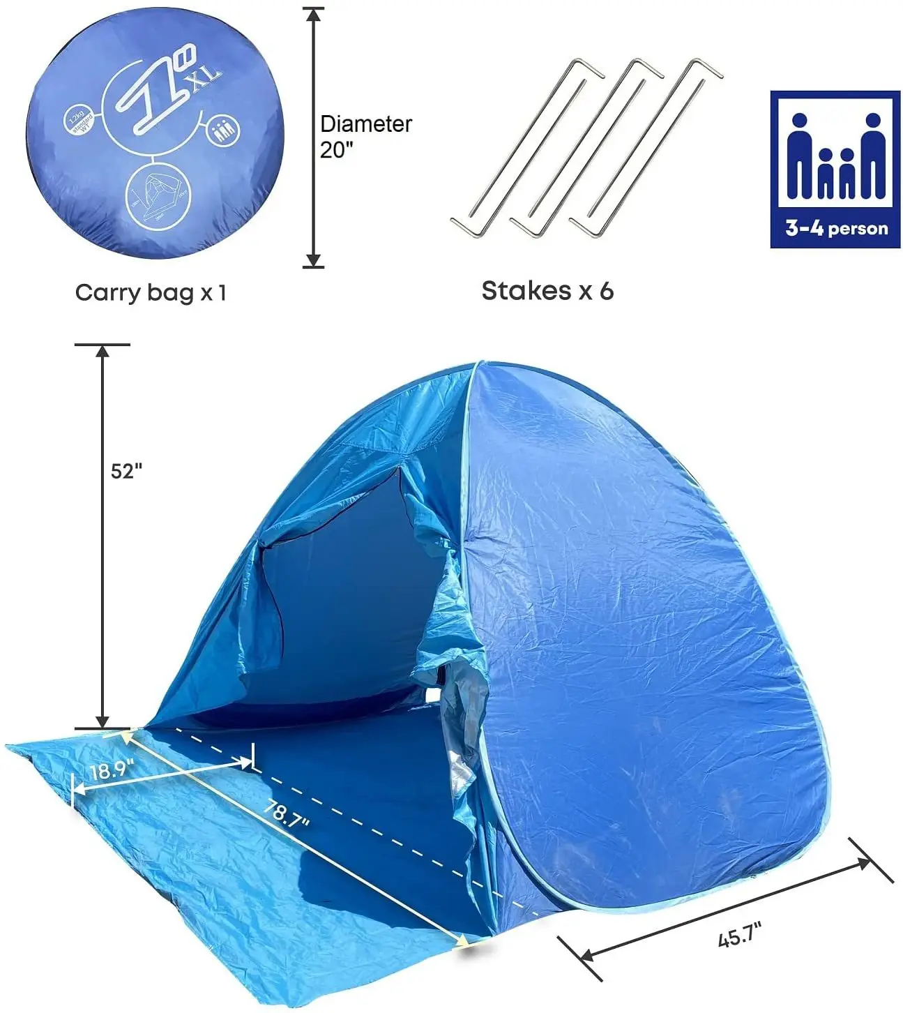 Imagem -02 - Tenda de Praia Totalmente Automática Segundas Abertura Rápida Tenda de Sombrinha