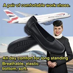 Healthy comfortable breathable soft and shock-absorbent genuine leather shoes with low heels Suitable for people stand for long