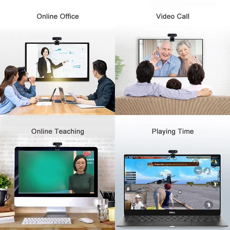 Webcam USB 4K 1080P avec microphone, caméra pour vidéoconférence, pour ordinateur portable et de bureau