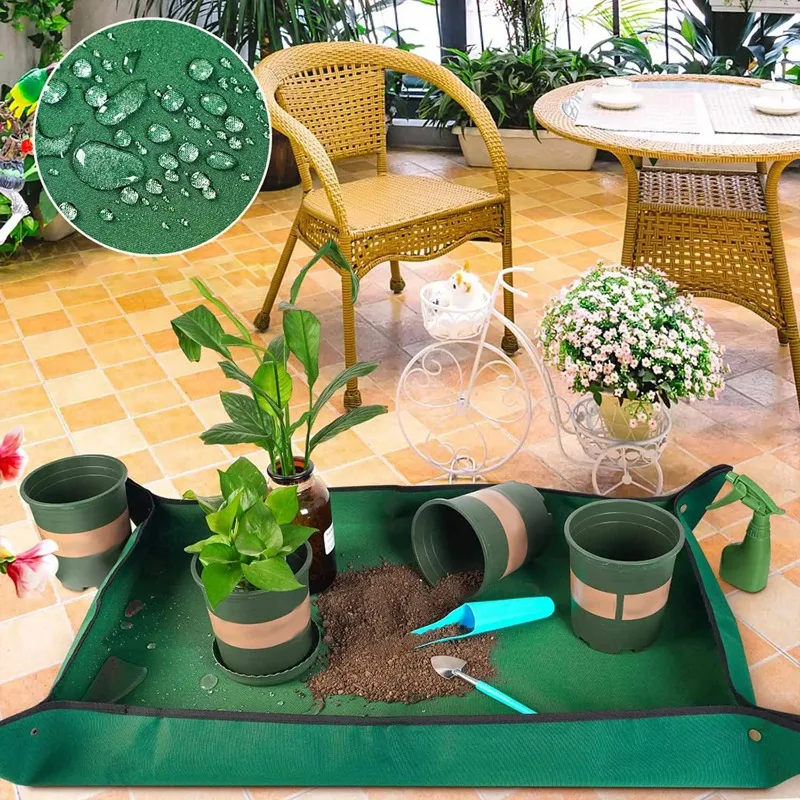 Repotting Mat For Indoor Plant Transplanting And Mess Control, 43 X 29 Inch Waterproof Plant Potting Mat Foldable