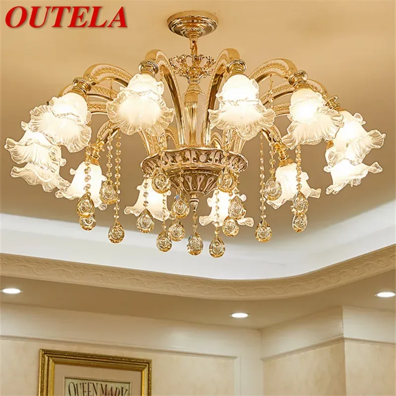 

OUTELA European Luxury Crystal Chandelier LED American Living Room Restaurant Bedroom Villa Hotel Clothing Store Pendent Lamp