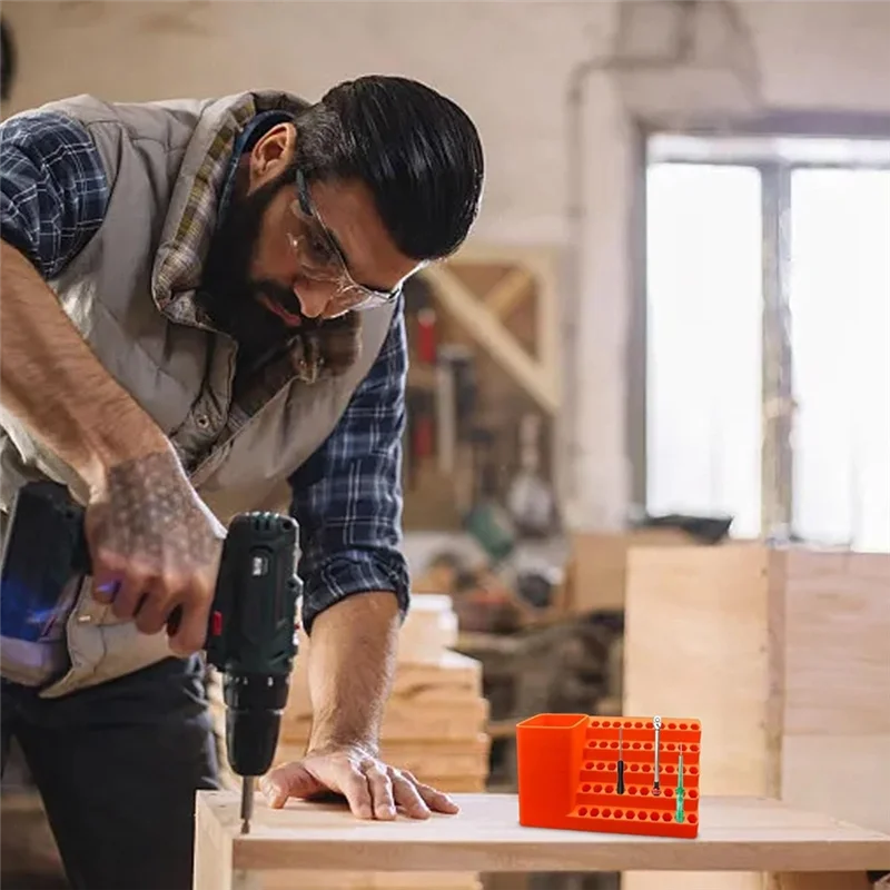 ABDJ-Power Drill Mount Portapuntas de destornillador de 50 orificios-brocas de impacto, caja de herramientas organizadora de tornillos para brocas de 1/4"