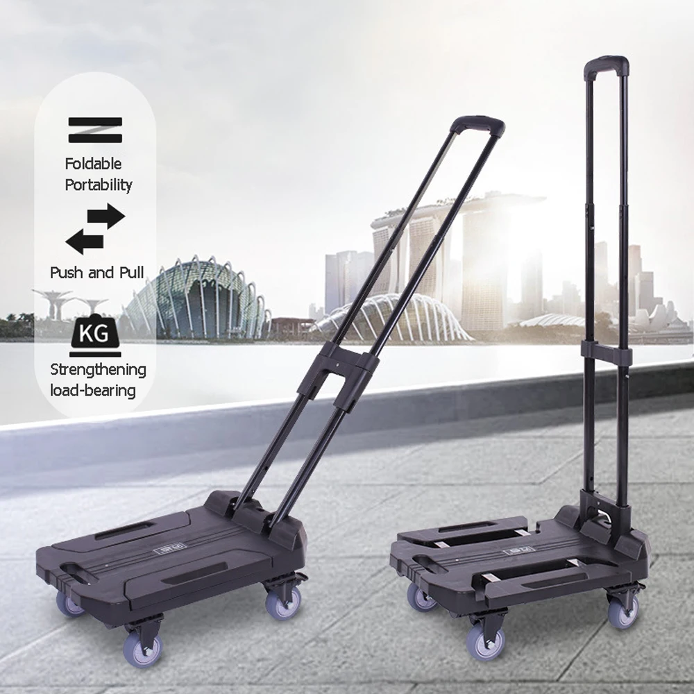 Heavy Duty Trolley Foldable Hand Sack Wheel Trolley Telescopic Truck Barrow Cart Travel Luggage Shopping Cart Portable Home Use