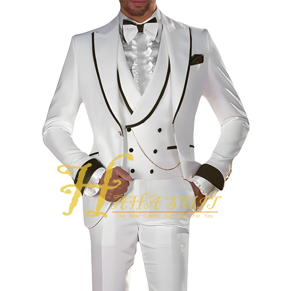 Costumes de banquet personnalisés pour hommes, coupe couvertes, marié GroomTIME, ensemble complet, 3 pièces