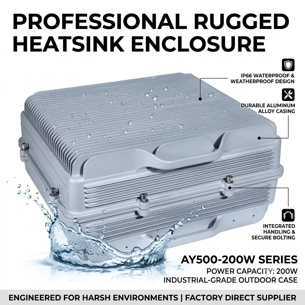 AY500-200W IP67 Waterproof Outdoor Electric Project Box Electrical Die-casting Aluminum Case With Heatsink