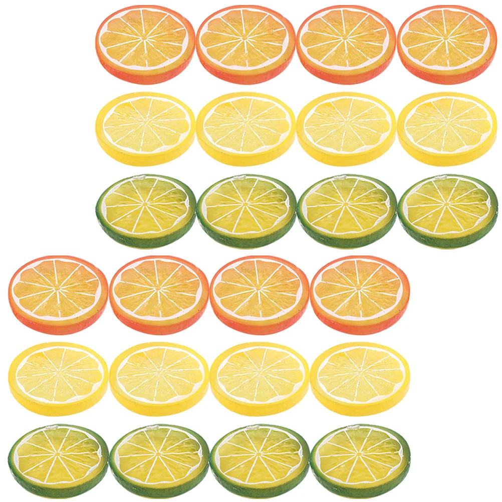 

24 Pcs Imitation Lemon Slice Simulation Lime Fruit Pickling Model Fake Lemons Slices Mini Vases Lifelike Decors