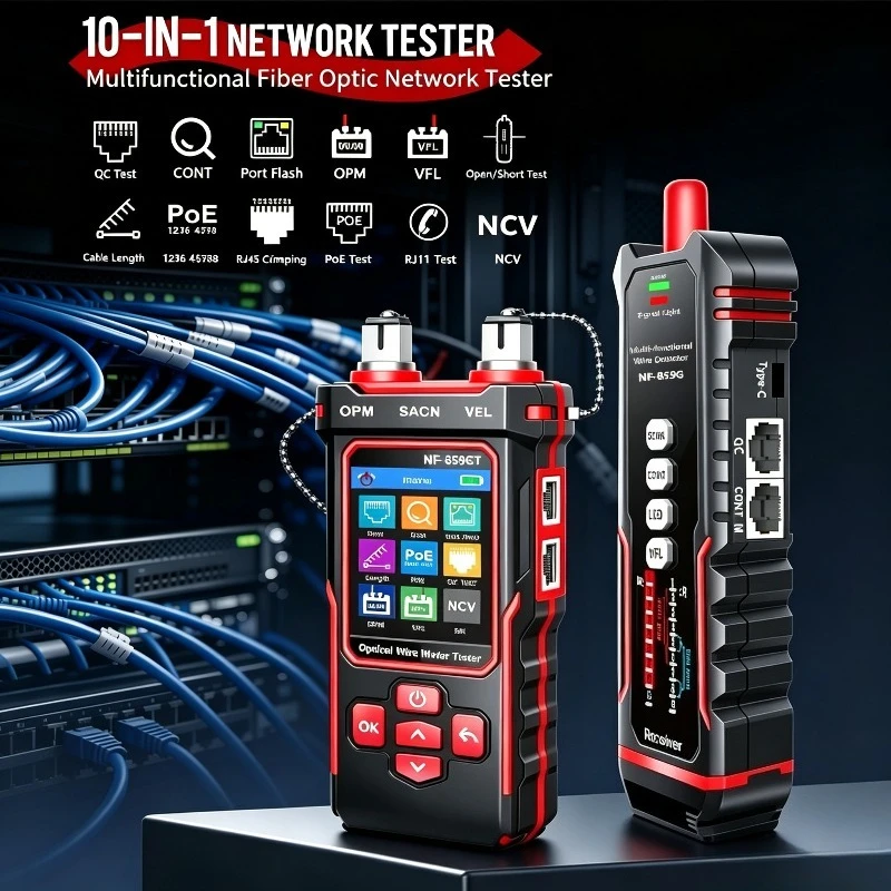 Network Cable Tester Optical Power Meter NCV PoE Detector, Wire Tracer for RJ45 RJ11 CAT3‑CAT6 Fiber Telephone Line NF‑859GT view 3