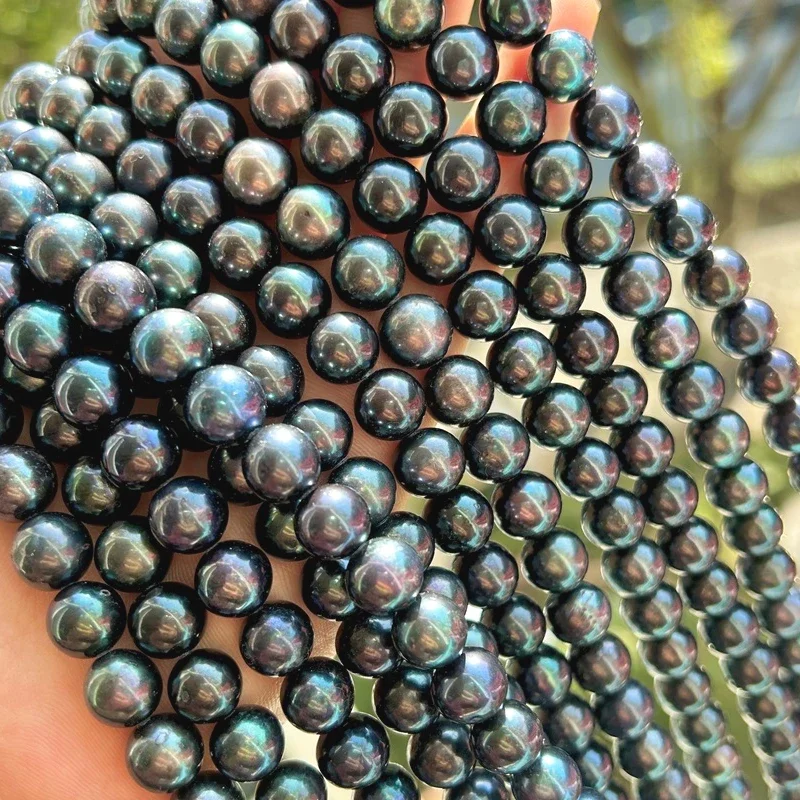 

Real 10-11mm Natural Black Peacock Pearls, 925 Silver Clasp, , Perfect Jewelry for Wedding or Anniversary Gift