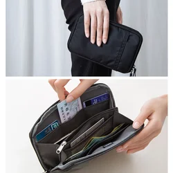 Fashion Nylon Zipper Men Women Travel Package Handbag Portable Passport Holder Credit ID Card Wallet Document Case Organizer Bag