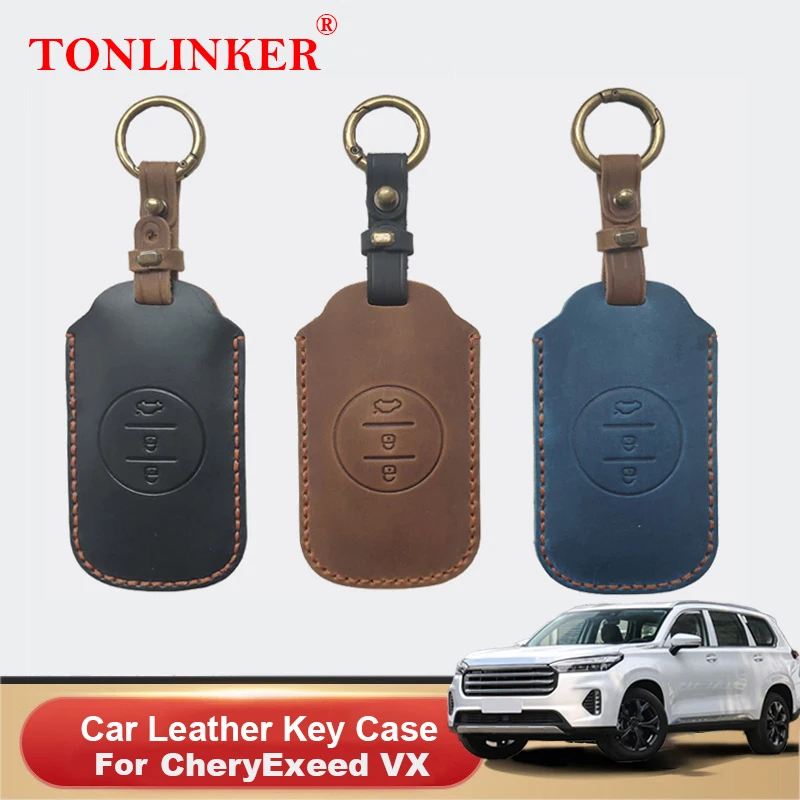 

Genuine Leather Car Key Case For Chery Exeed VX TXL LX Tiggo7 Pro Tiggo4 2021 2022 Holder Shell Remote Cover Keychain Accessorie