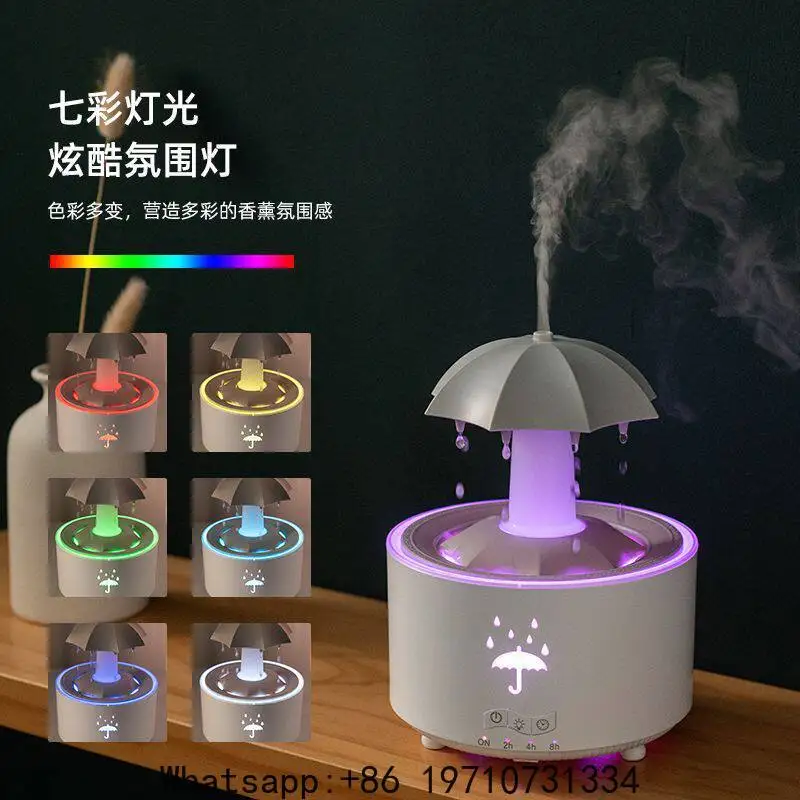 

Rain Humidifier Small Desktop Home Bedroom Atmosphere Night Light Essential Oil To Help Sleep