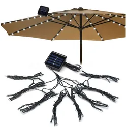 Luz de cadena de paraguas con energía solar, exterior, decoración impermeable para tienda, camping, 72 LED