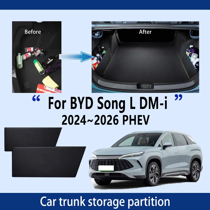 

Автомобильные аксессуары для BYD Song L DM-i 2024 ~ 2026, перегородка для хранения багажника, многофункциональный органайзер для автомобильных деталей интерьера