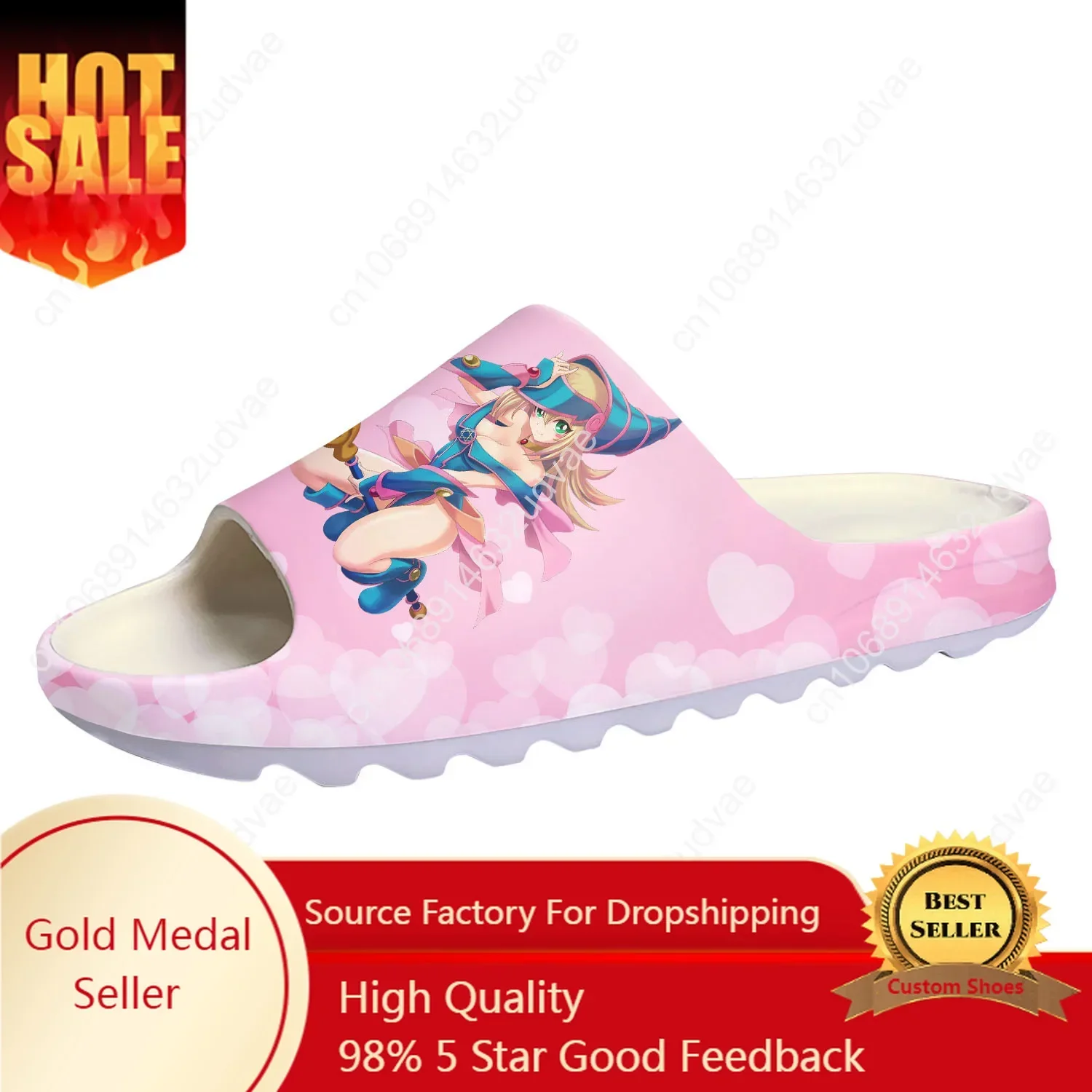 

YuGiOh Yami Mutou Dark Magician Girl Soft Sole Sllipers Home Clogs Custom Water Shoes Mens Womens Teenager Step On Shit Sandals