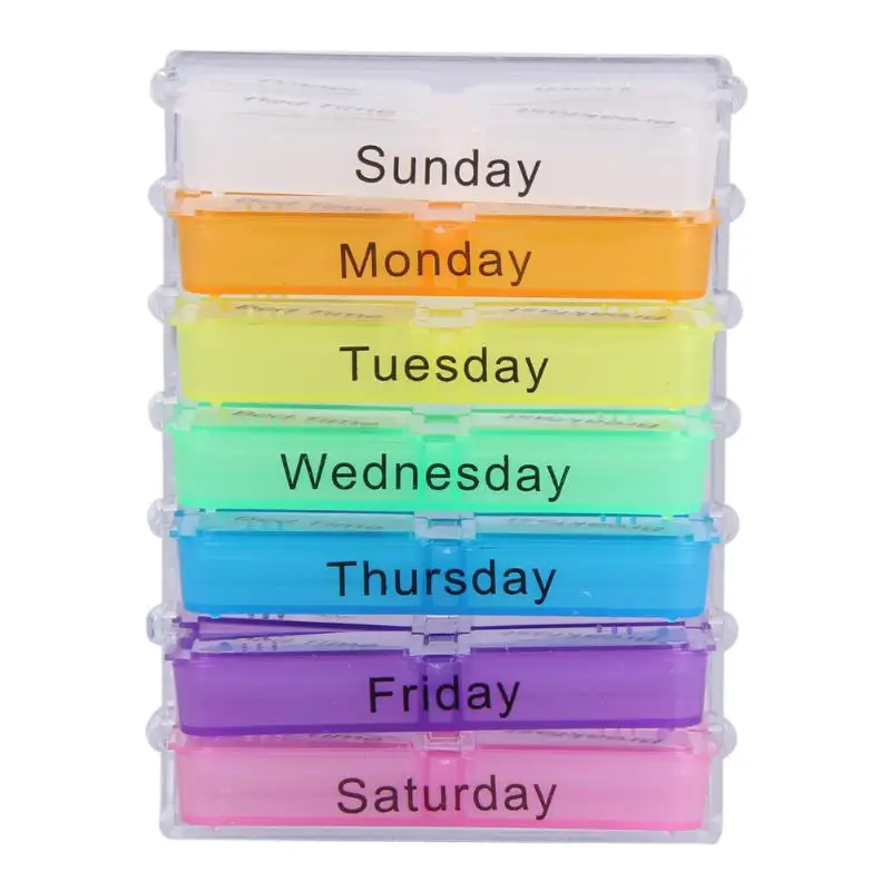 7 Days Pill Case Tablet Sorter Medicine Weekly Storage Box Colorful Design Container Case Organizer Pill Organizer Boxs