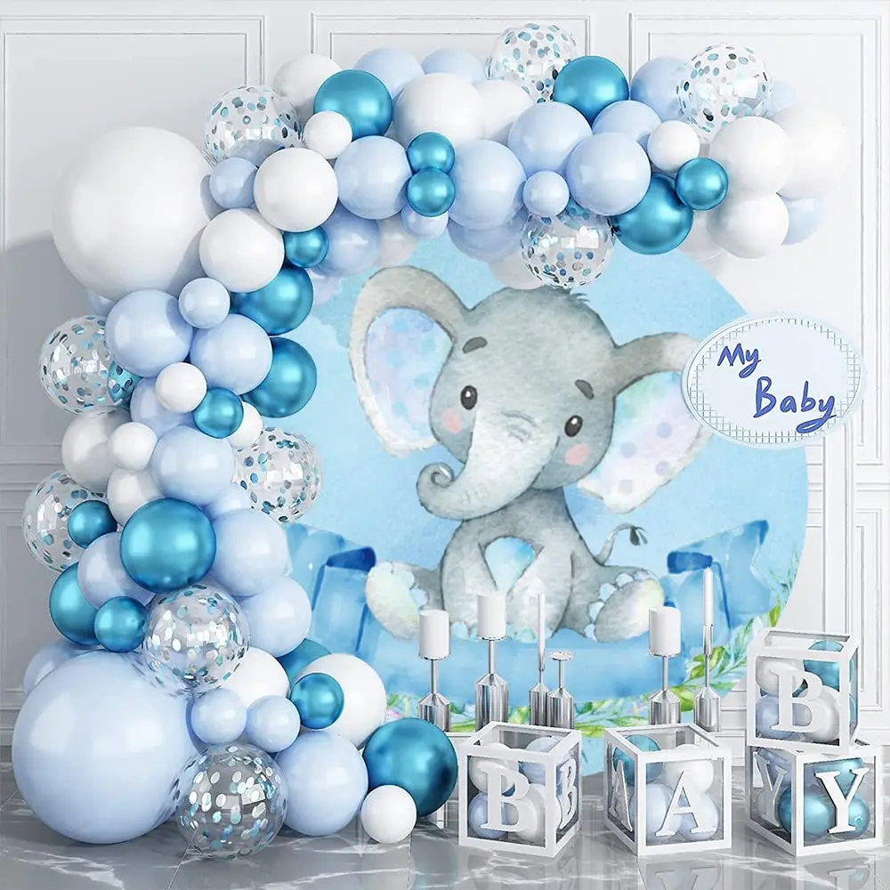 Elephant Round Backdrop Cover Baby Shower Newborn Girl Boy Birthday Party Circle Photography Background Decor Photo Studio Props