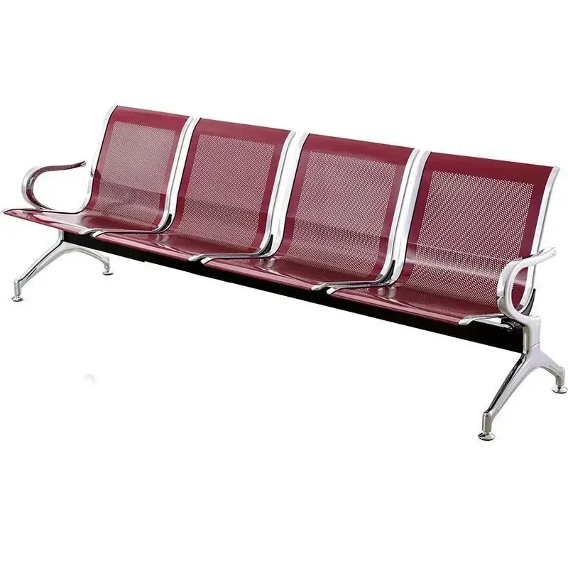 Chaise d\'attente pour quatre personnes, longue rangée en acier inoxydable, pour transfusion hospitalière, pour le public et l\'aéroport