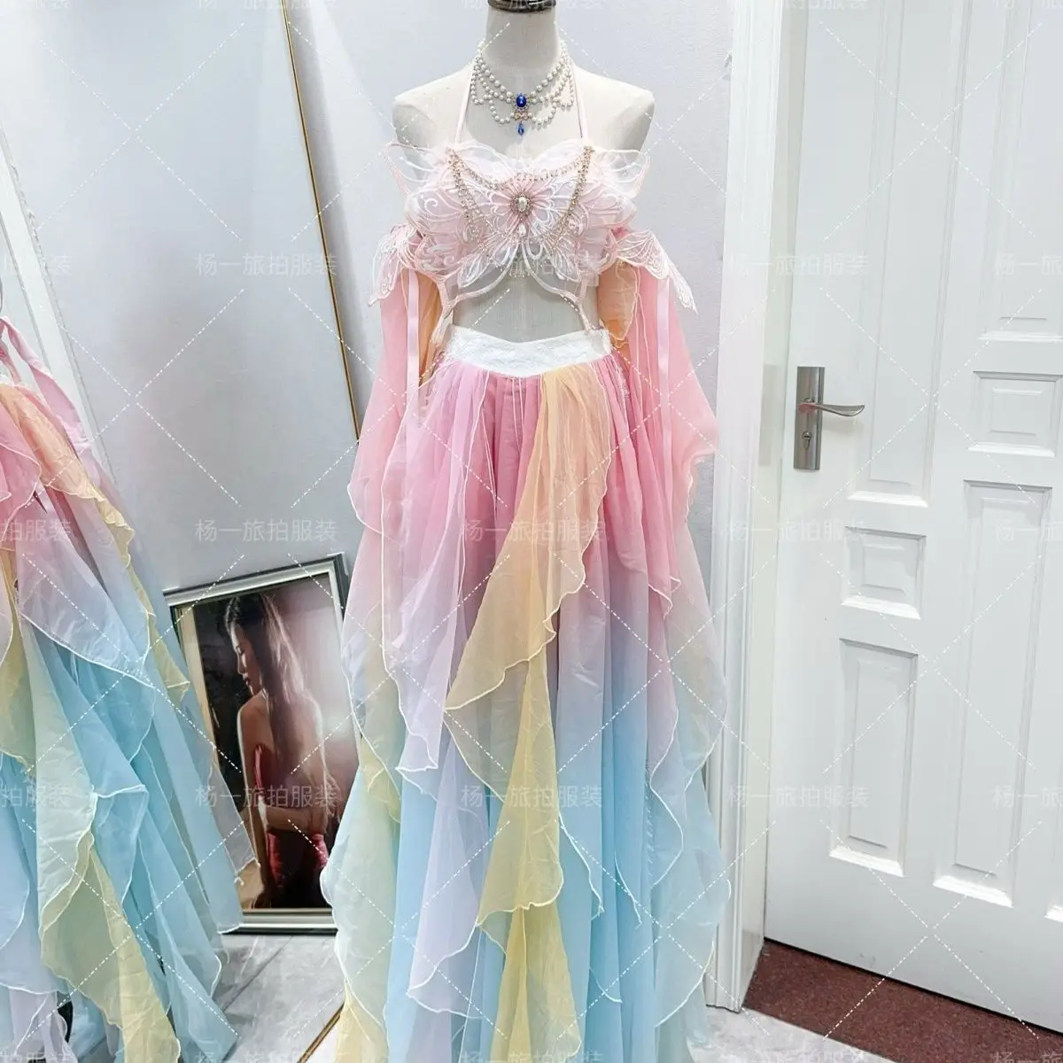 الأميرة الغربية تحسين الفراشة Hanfu فتاة غربية تحلق غريبة الثقيلة الحرفية نمط التطريز التدرج مجموعة #5