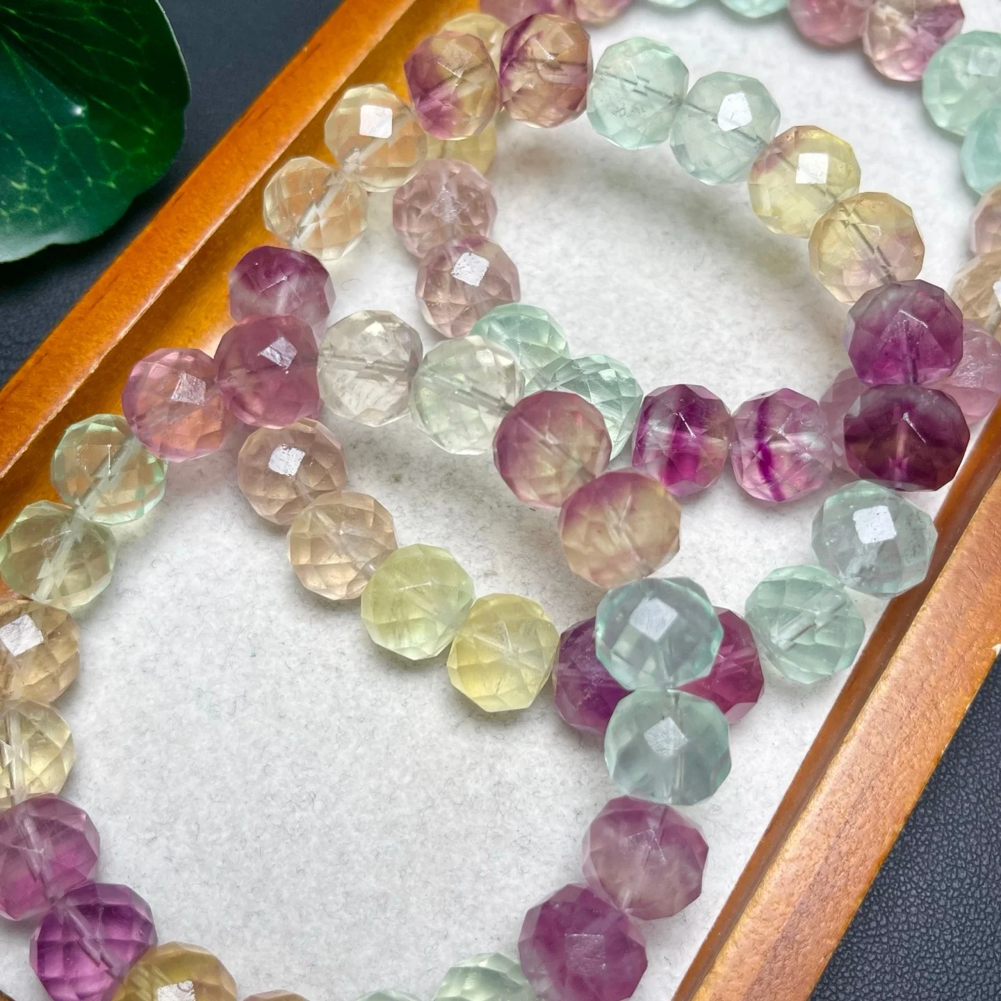 

1 Pc Fengbaowu Colorful Fluorite Bracelet 11MM Faceted Abacus Beads Reiki Healing Stone Jewelry Gift For Women Men