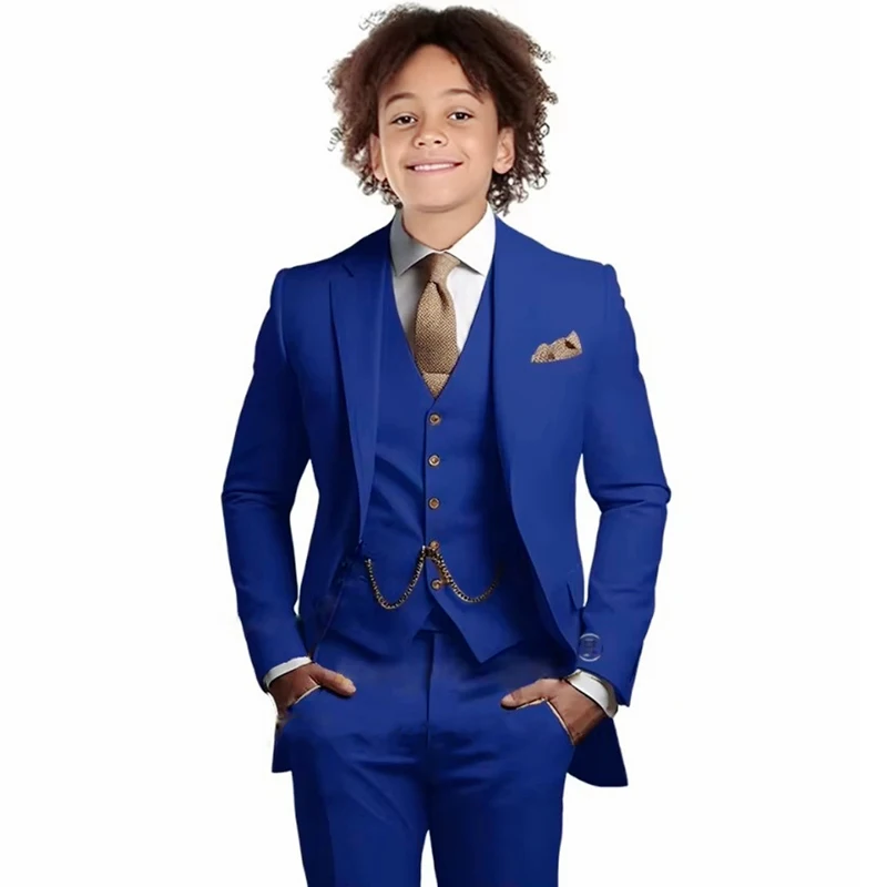 

Boys' Light Blue Suit Set with Notch Lapel Formal and Gentlemanly Style Suit Set Wedding Birthday Party Suit Set