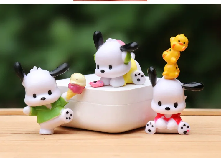 MINISO Toys Kawaii Pochacco Hello Kitty Melody Kuromi Dolls Action Anime Figures PVC Model Kids Toys for Children Birthday Gifts