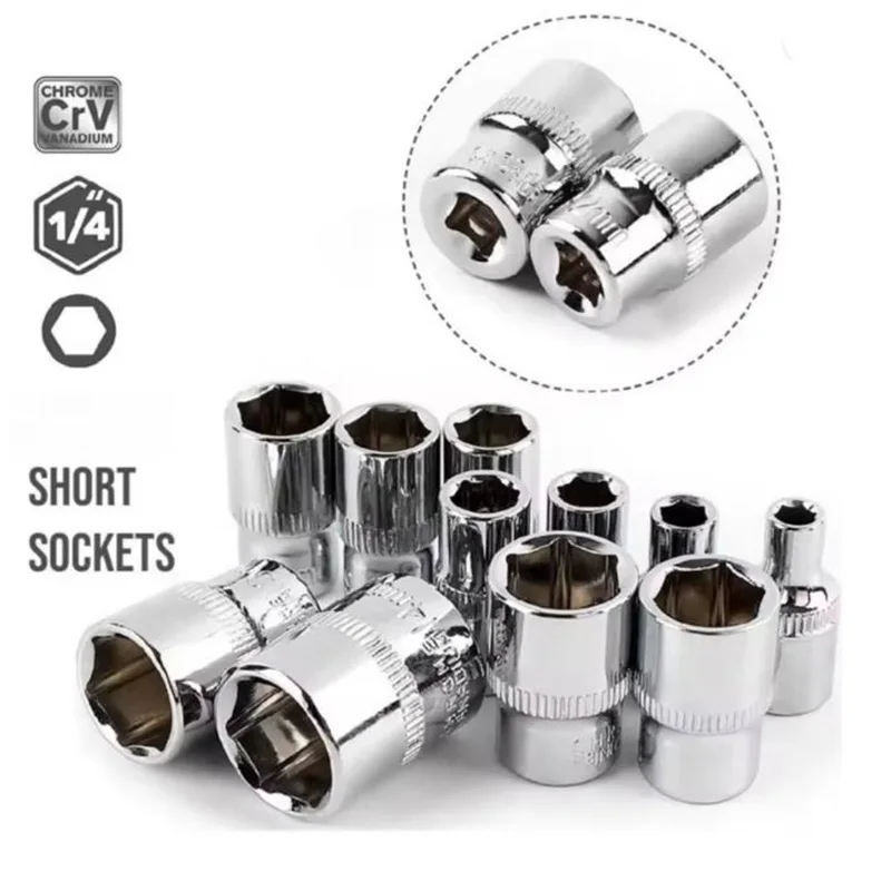 Long 25mm 1/4 Inch Drive 6 Point Bit Socket 6PT 4mm 4.5mm 5mm 5.5mm 6mm 7mm 8mm 9mm 10mm 11mm 12mm 13mm 14mm