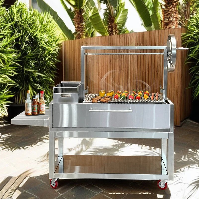 Outdoor Barbecue Charcoal Adjustable Height Argentina Style BBQ Barbeque Grill