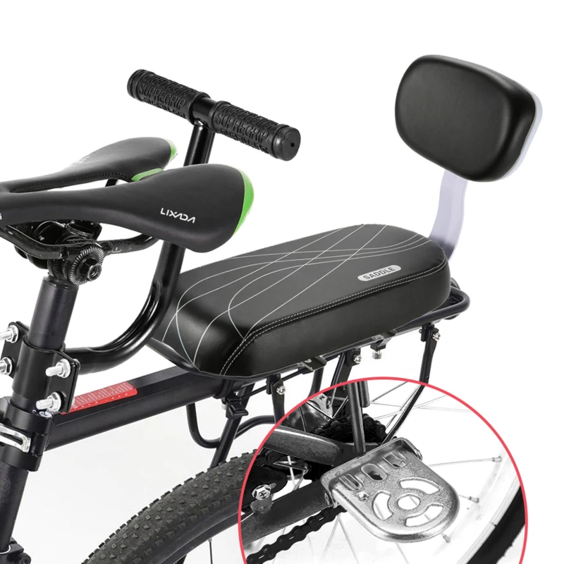 Cycle Accessories Parts Bicicleta Bicycle Rear Seat Saddle Bicycle Child Seat With Back Rest With Handle Armrest Footrest Pedals