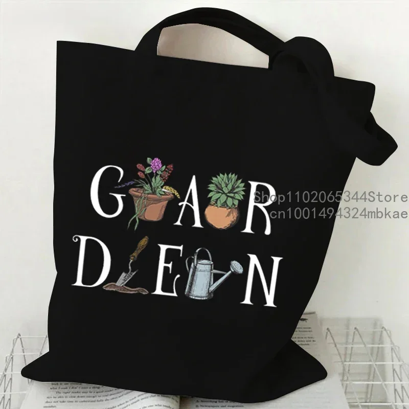 Life Is Better in The Garden Print Shoulder Bag Women Men Plant Shopping Bags Teen Cartoon Floral Canvas Tote Bag Ladies Handbag