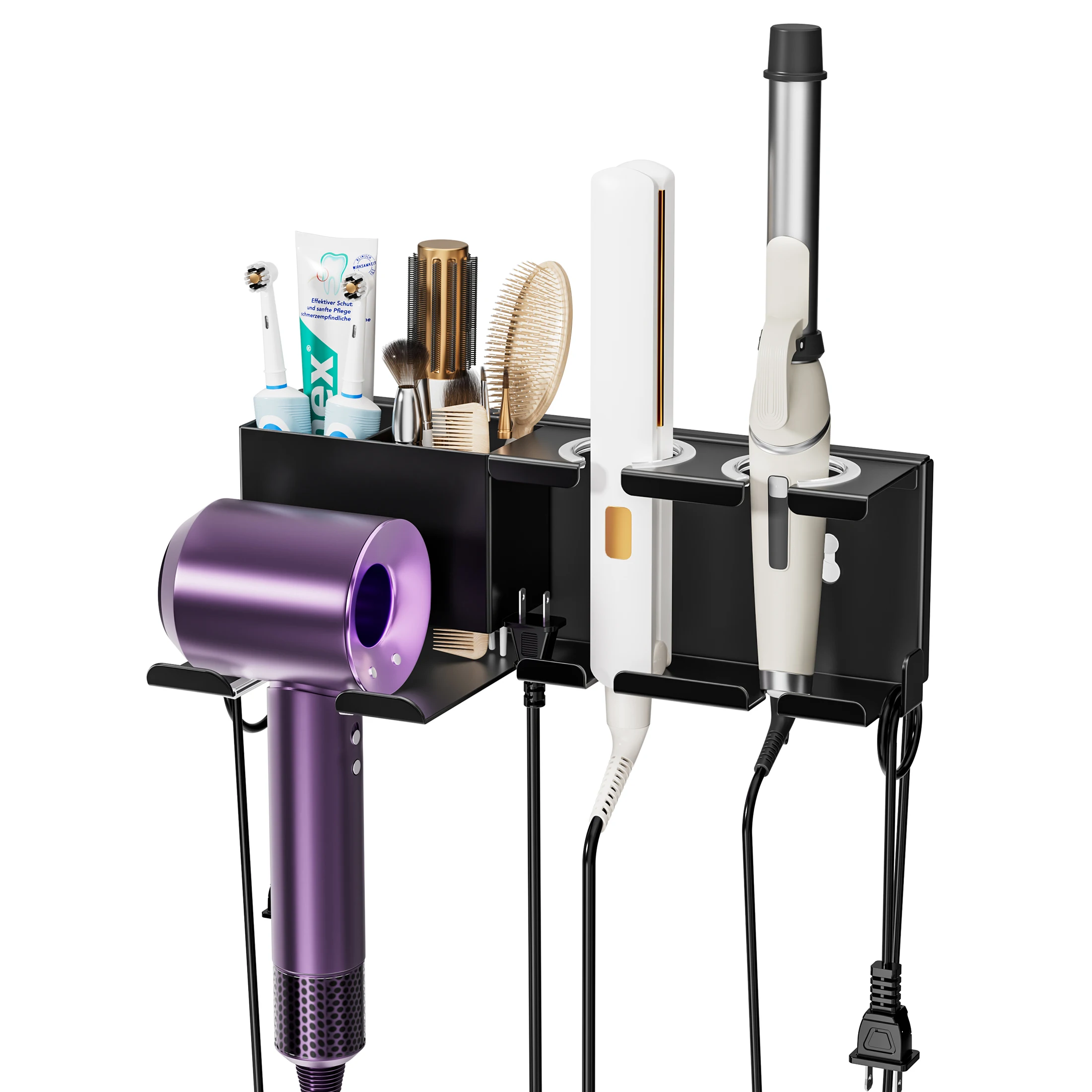 Wall Mounted Hair Dryer Holder Stand Space-Saving Blow BlowerStraightener Organizer Cradle for Bathroom Vanity Storage