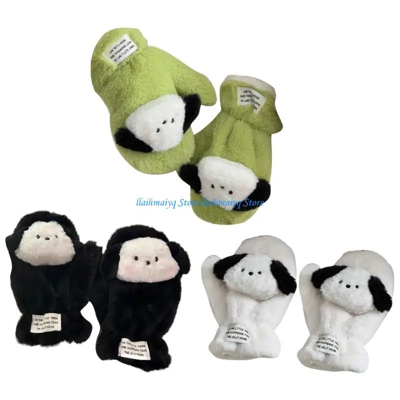 573B النساء القفازات الكرتون جرو أفخم القفازات الشتاء الدافئة التزلج قفازات للمراهقين سيدة العالمي رشاقته اصطف تدفئة اليد