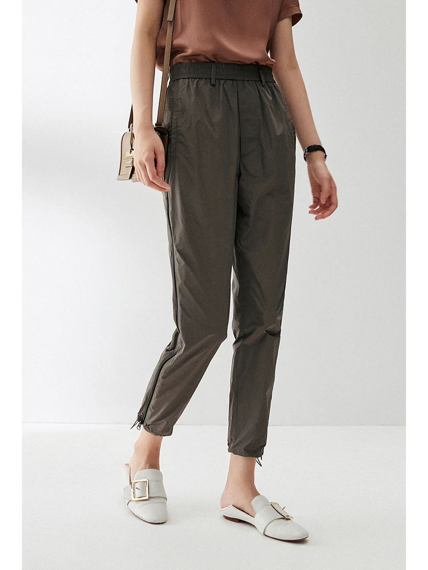 

Регулируемые брюки с боковой молнией, дышащие, модные повседневные брюки с эластичным поясом, для работы и отдыха, из полиэфирного волокна, женская одежда премиум-класса