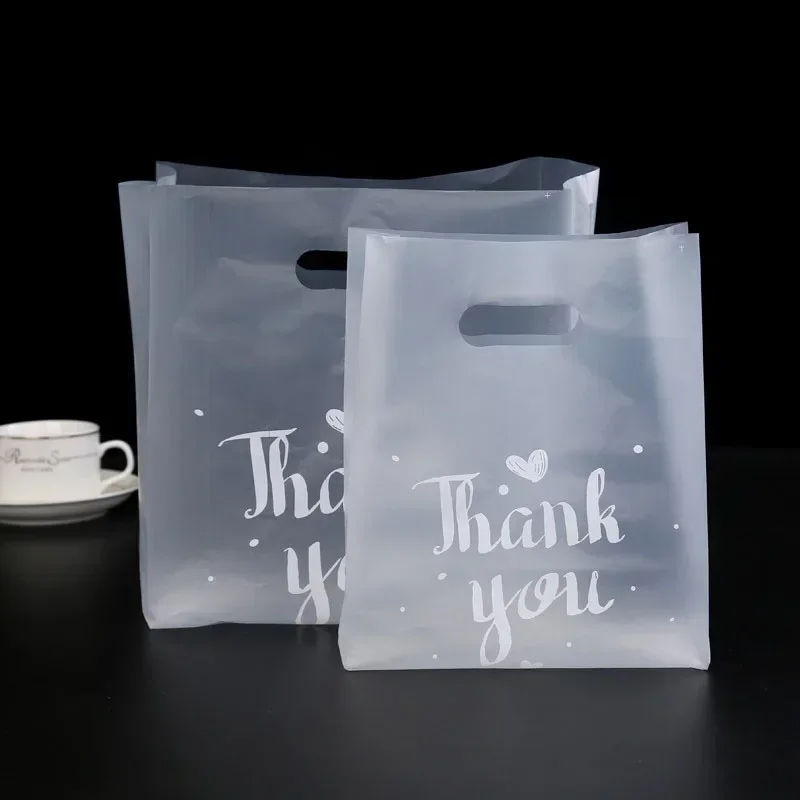 50pcs Thank You Plastic Bags Shopping Packaging Bags With Handle Christmas Wedding Party Favor Jewelry Clothing Wrapping Bag