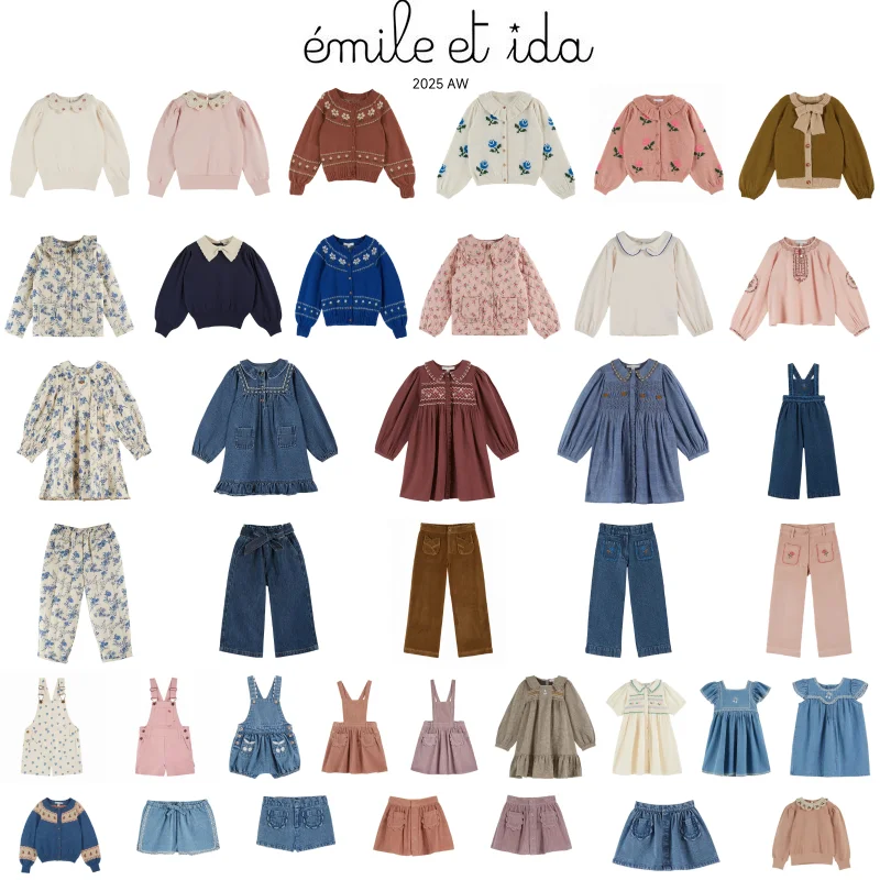 

Новый! French Emile et ida 25AW детское джинсовое платье с цветочным принтом, куртка-кардиган