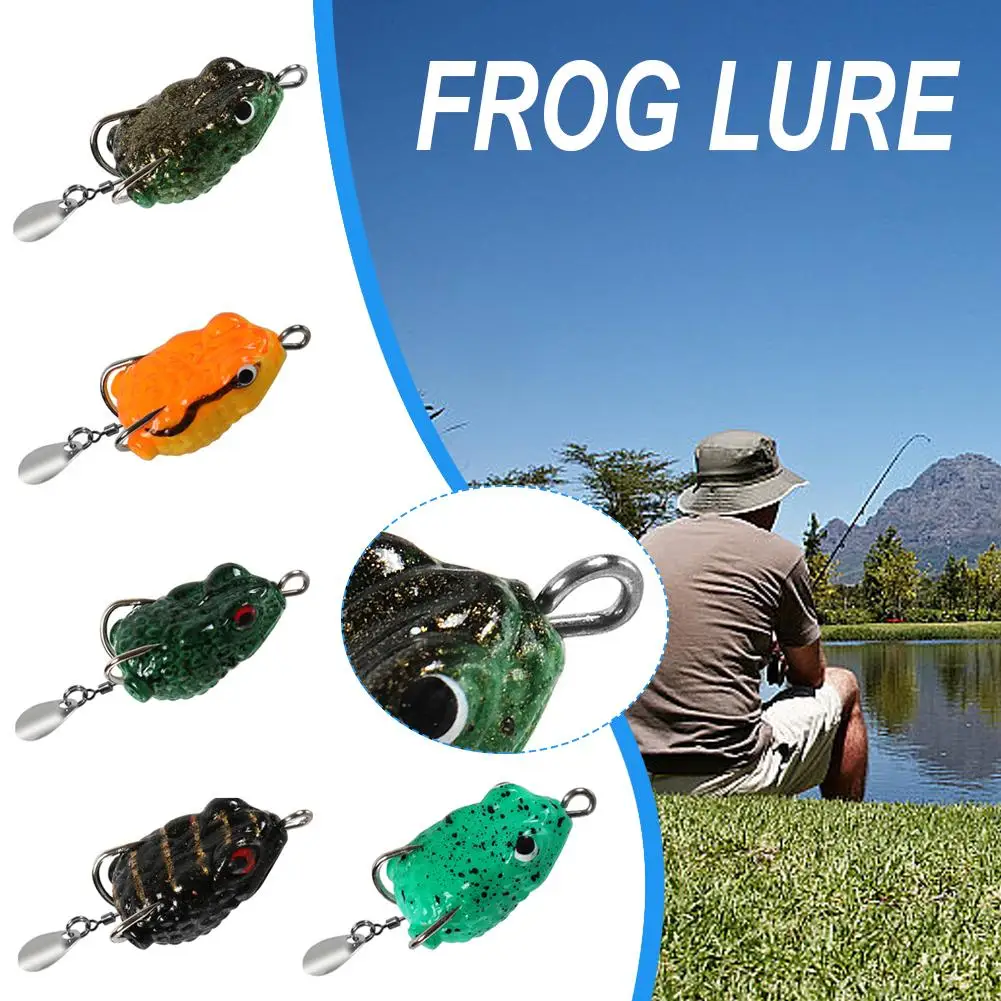 1pcs Fishing Frog Lure with Hooks Simulation Soft Fake Fish Bait Bait Frog Black Tools Lure Fishing Artificial Lifelike D6K1