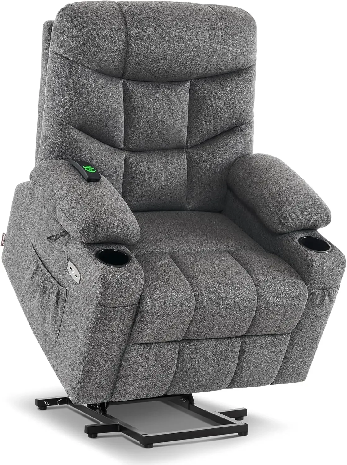 

MCombo Power Lift Recliner Chair with Extended Footrest for Elderly People Fabric 7287 (Dark Gray Medium-Regular)