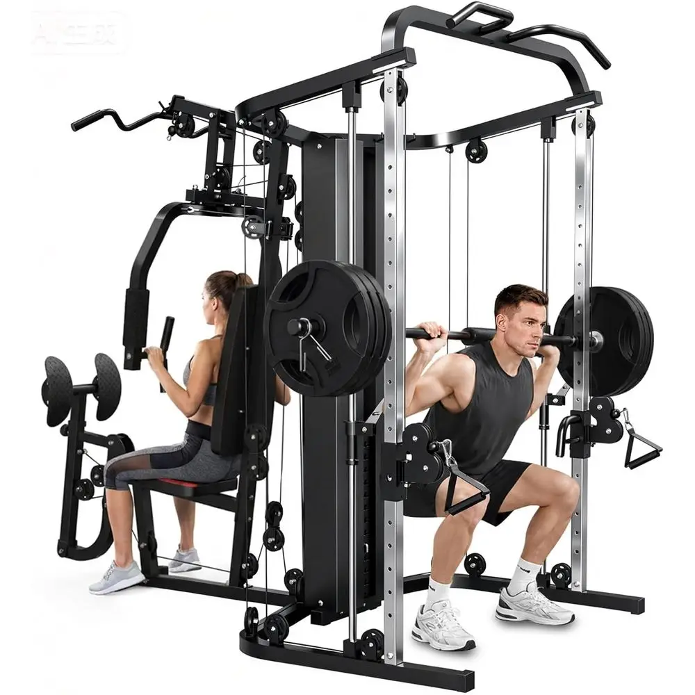 

All-in-One Home Gym with 138LB Weight Stack, Smith Machine, Leg Press, and Total Body Training