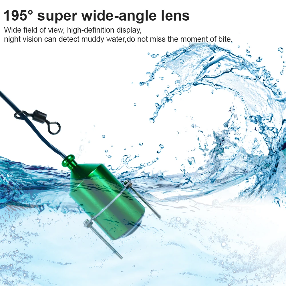 Underwater Fish Finder 6 LED Night Vision Fishing Camera IP68 Waterproof Endoscope 80-100 Depth Fishing Tools Accessories Green