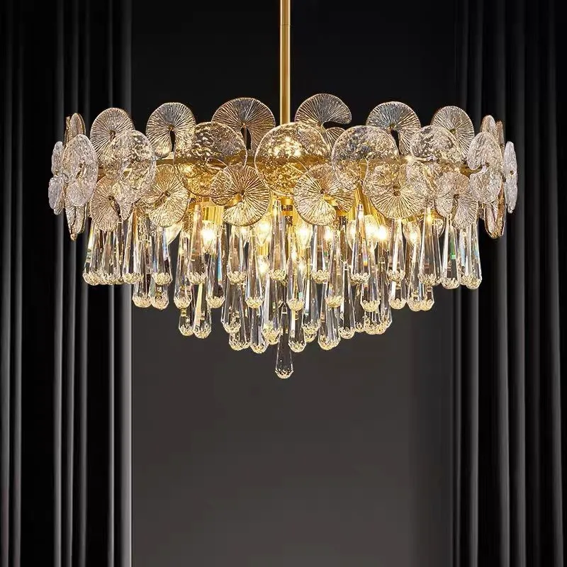 

French minimalist modern crystal chandelier luxury atmosphere living room chandelier creative design