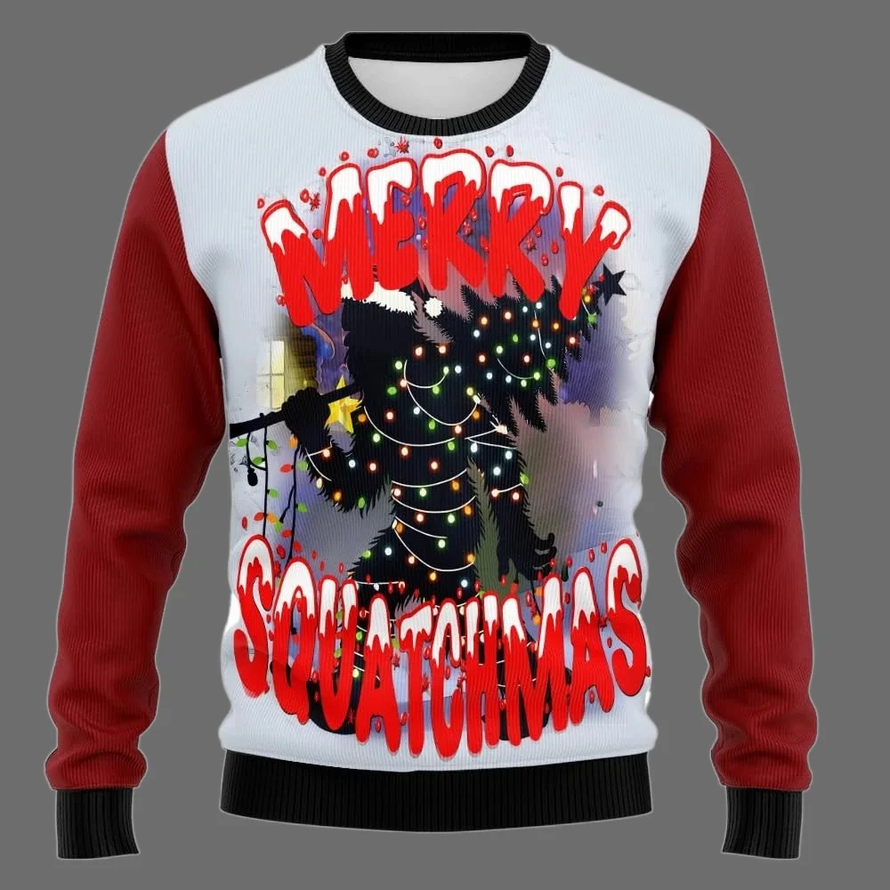 25/26 Hot Selling New MERRY SQUATCHMAS Series Ugly Sweater Family Christmas Party Hoodie Enlarged Adult Autumn/Winter Top