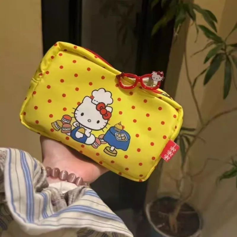 

Sanrio Hellokitty Bag Japanese Style Girls Large CapacityCute Holding Canvas Makeup Bag Cosmetic Pouch Pencil Case Girl Gift