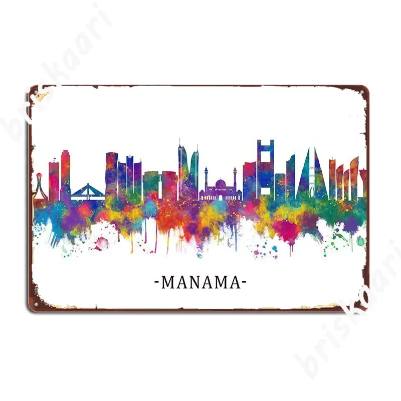 Manama Bahrain Skyline Metal Sign Wall Mural Designing Plaques Wall Tin Sign Poster