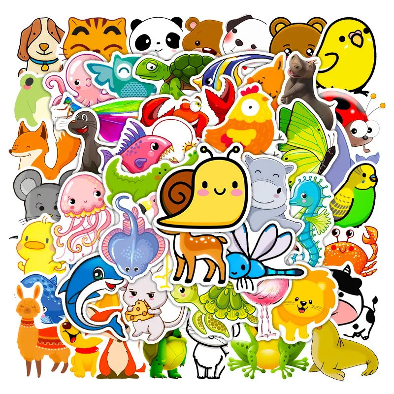 10/30/50PCS Popular Stickers Pack Skateboard Guitar Decoration DIY Laptop Waterproof Cute Cartoon Animal Graffiti Decal Wholesal